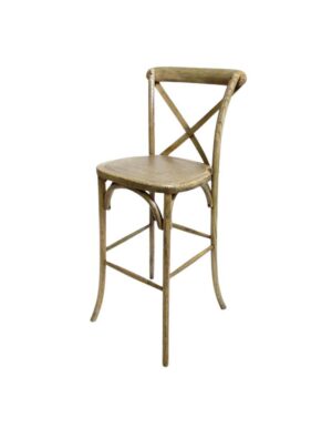 Weathered Oak Cross Back Bar Stool