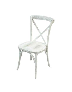 Cross Back Chair – Distressed White