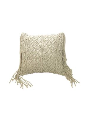 Macrame Fringe Pillow -  16"x16"