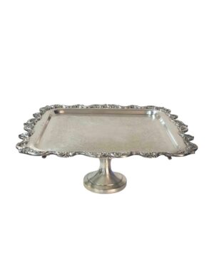 17"x17" Vintage Silver Pedestal Tray
