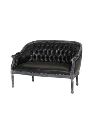 Calais  Settee - Midnight Faux Leather