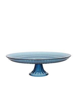 Blue Beaded Glass Cake Stand