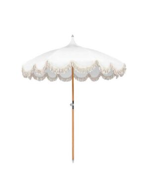 White Fringe Umbrella and Base