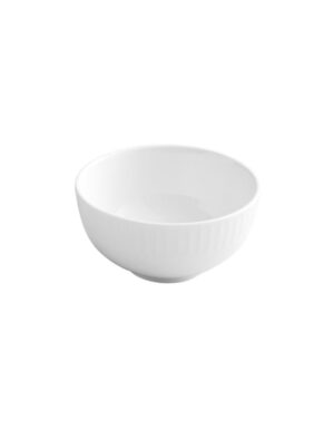 5" White Embossed Footed Bowl, 12 oz
